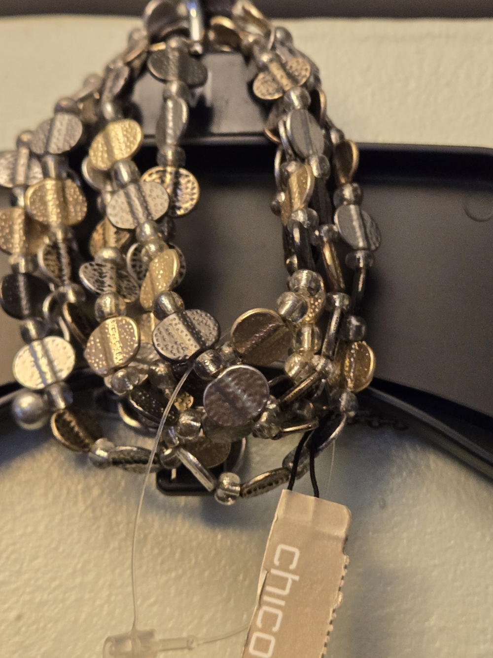 Chico's Gold and Silver Multi-Strand Beaded Bracelet